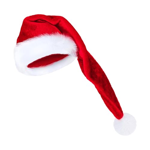 Ghjkldha Weihnachtsmütze, 75 cm lang, weicher Samt, Weihnachtsmütze mit weißem Rand, Kopfbedeckung, Kostüm-Zubehör für Feier, Neujahr, Karneval, Bühnenaufführung, Festival, Winterurlaub, Maskerade Ghjkldha Weihnachtsmütze, 75 cm lang, weicher Samt, Weihnachtsmütze mit weißem Rand, Kopfbedeckung, Kostüm-Zubehör für Feier, Neujahr, Karneval, Bühnenaufführung, Festival, Winterurlaub, Maskerade von Ghjkldha