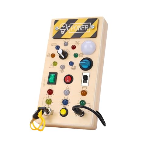 Ghjkldha Wooden Sensory Board for Kids, Battery Powered Activity Board, Activity Board with Led Light, Multifunctional Toddler Activity Board, Fun Early Learning Toys for Toddler von Ghjkldha