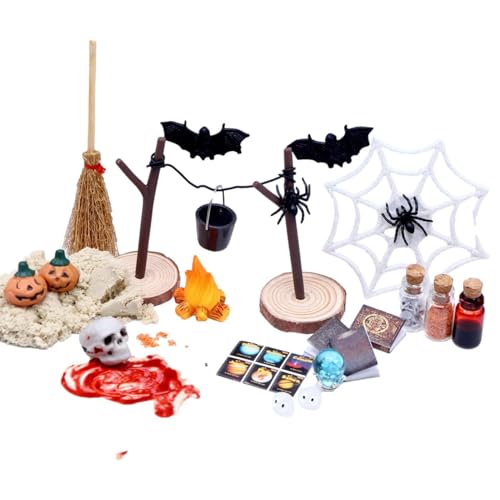 Halloween Puppenhaus-Set - 27-teiliges Fledermausfiguren-Set mit Kürbisschädelköpfen,Miniaturen Puppenhauszubehör für Halloween-Gartenlandschafts-DIY-Bastelarbeiten Halloween Puppenhaus-Set - 27-teiliges Fledermausfiguren-Set mit Kürbisschädelköpfen,Miniaturen Puppenhauszubehör für Halloween-Gartenlandschafts-DIY-Bastelarbeiten von Ghjkldha
