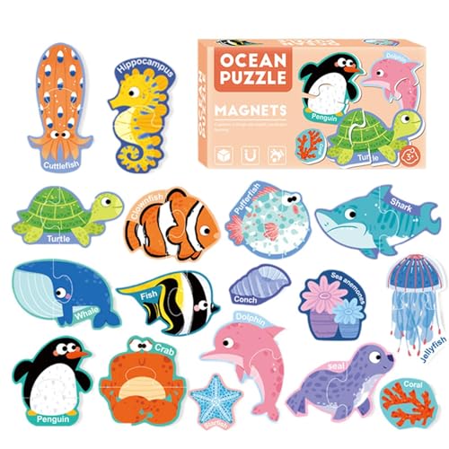 Magnetic Puzzle Set for Kids, 30x Cartoon Animal Jigsaw Puzzles, Fun Educational Fridge Magnets Puzzle Toy, Perfect Learning Activity for Boys and Girls, Toddler Puzzle Toy for Early Learning von Ghjkldha