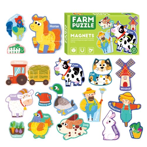 Magnetic Puzzle Set for Kids, 30x Cartoon Animal Jigsaw Puzzles, Fun Educational Fridge Magnets Puzzle Toy, Perfect Learning Activity for Boys and Girls, Toddler Puzzle Toy for Early Learning von Ghjkldha