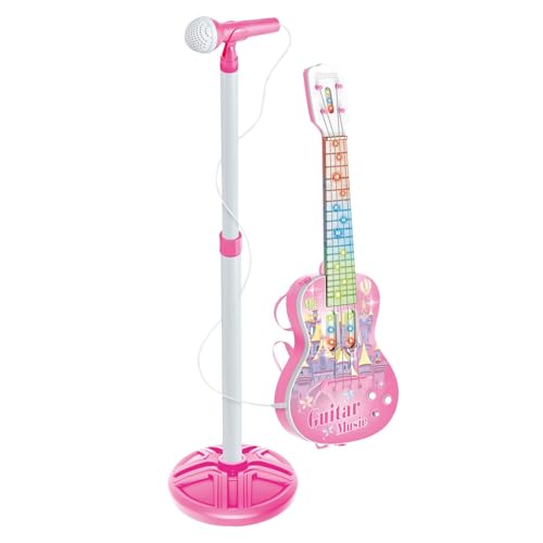 Musical Guitar and Microphone Set | Kids Guitar Musical Toy with Music & Colorful Light | Adjustable Electric Toy Guitar Kit with Microphone, Guitar Toys for Toddler Children von Ghjkldha