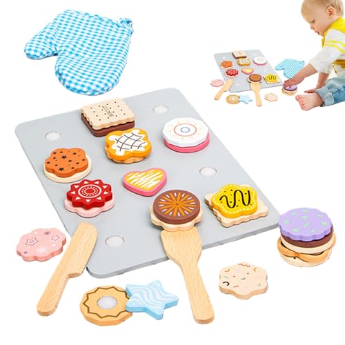 Play Food Set, Wooden Kids Cookie Set, Child Toys, Cute Dessert Playset, Pretend Baking Toy, 11.61x8.5x1.26 Inches, Play Kitchen Accessories for Childrens von Ghjkldha