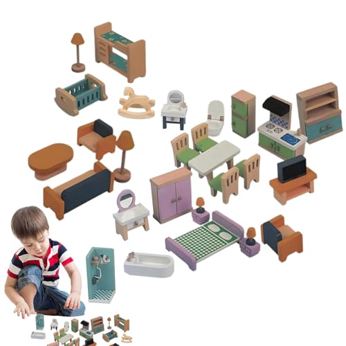 Pretend Furniture's for Kids, Miniature Doll House Decor, Dolls Wooden Houses Furniture, 1280g/1700g Interactive Pretend Toy, Fun and Engaging Toddler Set von Ghjkldha