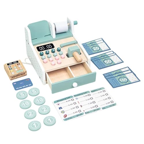 Pretend Play Calculator Cash Register, Wooden Children Toy Calculator Cash, Boys and Girls Role Play Equipment, Supermarket Shopping Scene for Imagination von Ghjkldha