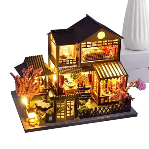 Puppenhaus Bausatz Für Erwachsene - Miniatur Bausatz,Realistisches Villa Baumodell Mit LED-Beleuchtung Für Nacht Bibliothek Weihnachten Erwachsene Puppenhaus Bausatz Für Erwachsene - Miniatur Bausatz,Realistisches Villa Baumodell Mit LED-Beleuchtung Für Nacht Bibliothek Weihnachten Erwachsene von Ghjkldha