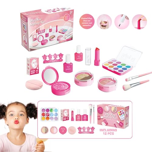 Spielzeug-Make-up-Set für Mädchen | 10-teiliges Make-up-Set | Makeup Kreatives fantasievolles Spiel | Fake Play Cosmetic Alter 3-5 | Ideales Rollenspiel-Make-up-Spielzeug zur Förderung der Kreativität von Ghjkldha