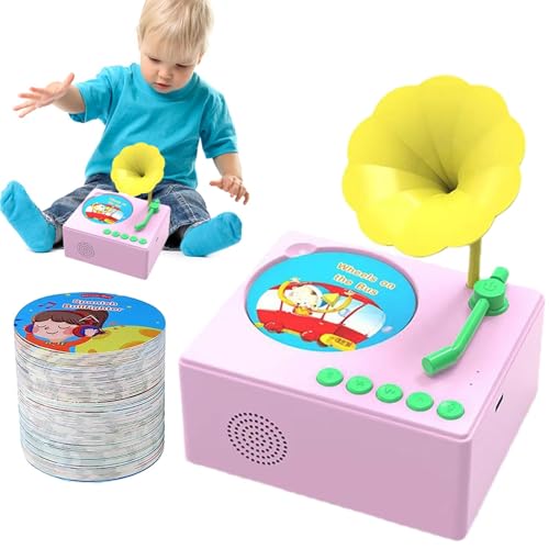 Toddler Gramophone Toy, Interactive Music Player with 96 Cards, Phonograph Storytelling Toy for Kids, Perfect Educational for Boys and Girls,Kids Music Gramophone Toy, Toddler Phonograph w von Ghjkldha