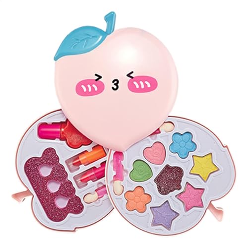 Toddler Makeup Kit, Play Real Makeup Girls Toys, Kids Makeup Kit Real Cosmetics Set Peach Box for Children Toddler, Princess Dress Up Toy for Christmas Birthday, Safe Play Makeup for Kids von Ghjkldha