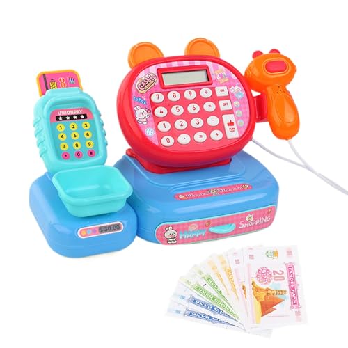 Toy Cash Register for Kids, Supermarket Pretend Set, 9.45x4.53x5.31inch, Scanner with Cash and Calculator, Boost Counting Skills, Lighting and Sound Effects, Learning Toy for Birthdays von Ghjkldha