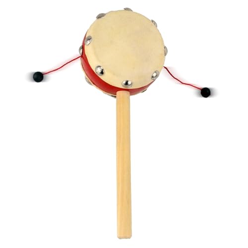 Wooden Rattle Drum Toy, Handheld Musical Shaker, 21x8x2cm, Educational Rhythm Instrument for Kids, Classic Hand Drum with Sheepskin for Sensory Play, Early Learning Fun von Ghjkldha