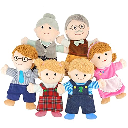 6-teiliges Mini-Personenpuppen-Set, Fingerpuppen-Set, Stoff-Samtpuppen, Fingerpuppen-Spielzeugset für Familienmitglieder, Frühpädagogisches (Opa + Oma + Vater + Mutter + Sohn + von Ghzste