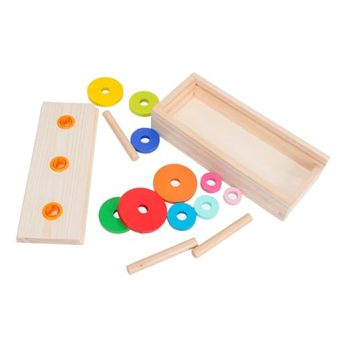 Buntes Holzblock-Spielzeug, 10 Ringe, Puzzle-Spiel, Holzturm, Frühes Pädagogisches Logik-Denkblock-Spiel, Spielzeug für Kinder (Kleine Größe) von Ghzste