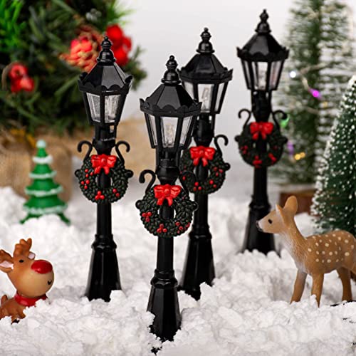 Ghzste 4 Stück Weihnachten Mini Straßenlaterne Modelle, Dollhouse Streetlight Miniatur Dorf Weg Laterne Post DIY Micro Landschaft von Ghzste