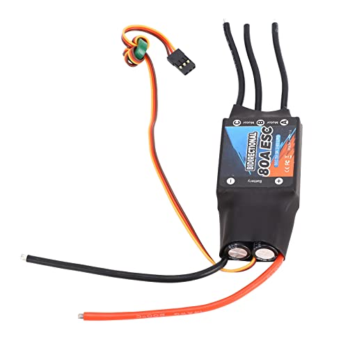 Ghzste 80A Bürstenloser ESC, Bidirektional, 5 V, 3 A, Elektrischer Plug-and-Play-Geschwindigkeitsregler für Ferngesteuerte Autos, Boote und Unterwasserstrahlruder – Schwarz von Ghzste