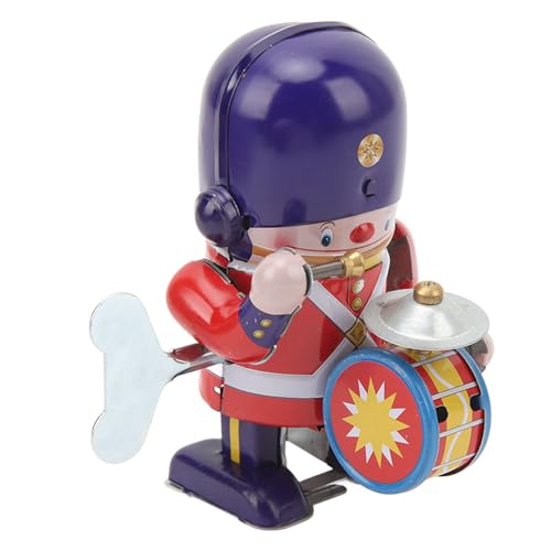 Ghzste Nussknacker Figur,Trommelnder Soldat Im Vintage-Stil aus Weißblech, Wandelnde Aufziehfigur, Dekoratives Uhrwerkspielzeug für Kinder und Erwachsene, Geschenkidee Zum Sammeln von Ghzste