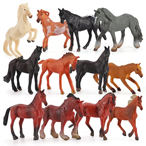 Ghzste Pferdemodell 12PCS Mini-Actionfiguren Pferdespielzeugmodell Simulation PVC Miniaturpferd Tiere Spielzeug Spielset Lernspielzeug für Kinder von Ghzste