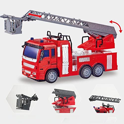 Ghzste RC-Feuerwehrauto-Spielzeug, Wiederaufladbares BAU-LKW-Spielzeug mit Alarmlichtern, Drahtlose Ferngesteuerte Feuerwehrauto-Spielzeugautos, (Ferngesteuertes Feuerwehrauto von Ghzste