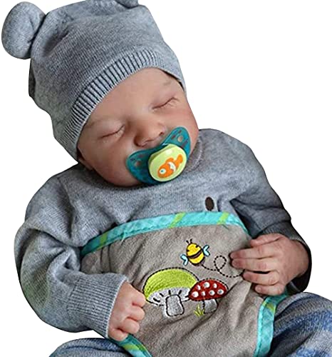 Ghzste Reborn Baby Vollsilikon Lebensecht, Reborn Puppe Real Life Simulation Babypuppe Baby und Kleinkindpuppen Neugeborenes Baby, 19 Zoll von Ghzste