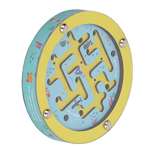 Pädagogisches Doppelseitiges Balance-Labyrinthspiel – Tragbares Hölzernes Rollball-Puzzle-Brettspiel für Kinder – Lustiges und Lehrreiches Spielzeug (Grüner Ozean) von Ghzste