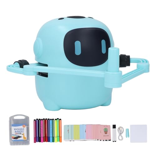 Selbstzeichner Roboter Interaktiver Zeichnungsroboter für Kinder Pädagogische Smart Kindergarten Spielzeug Cartoon Roboter mit 100 Zeichenkarten 14 Stifte (Blau) von Ghzste