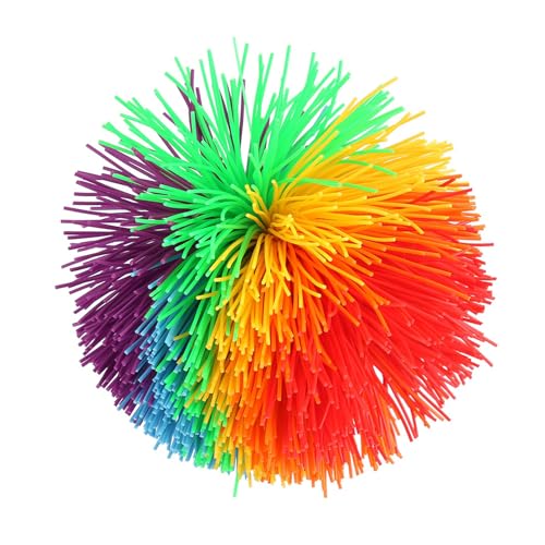 Stressabbau-Spielzeug, sensorisches Spielzeug, Stressball, Stringy Balls, Bouncy Stress Balls,Regenbogen Bunt Pom Ball, Siliko,11cm von Ghzste