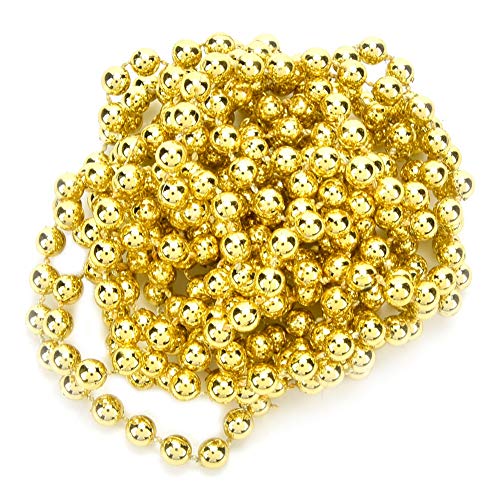 Weihnachtsbaumschmuck, 6 Mm, 2,7 Meter, Silberfarbene/goldene Perlenkette, Weihnachtshochzeitsdekoration, Bekleidungszubehör (Gold) von Ghzste