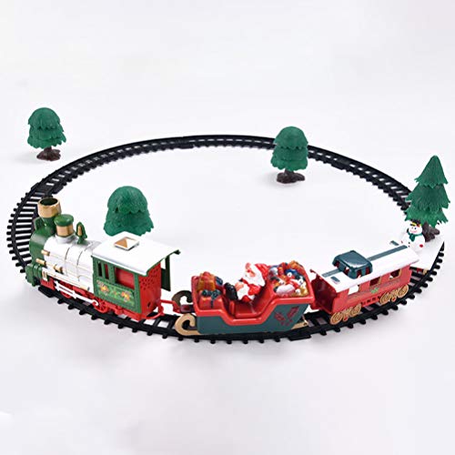 Weihnachtszug-Set für Unter-Baum-Elektrolokomotive mit Lichtern, Musik, Batteriebetriebene Gleise, Spielset, Kinder, Jungens und Mädchen (Mehrfarbig) von Ghzste