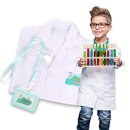 Giaford Laborjacke für Kinder mit Brille und Personalausweis für wissenschaftliche Projekte und Experimente, 5-8 Jahre von Giaford