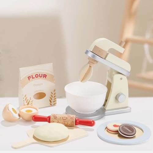 Giant bean Mixer Kinderküche, Spielküche Zubehör Holz, Rollenspielspielzeugmixer für Jungen und Mädchen von Giant bean