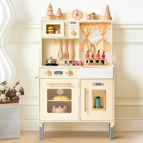 Spielzeugküche, Spielküche aus Holz für Kinder, ausgestattet mit Spielzeug-Mikrowelle, Spielspüle, Eismaschine, Ofen, Kochgeschirr und Küchenzubehör, Pretend Play Food Toys für 3+ Jahre Spielzeugküche, Spielküche aus Holz für Kinder, ausgestattet mit Spielzeug-Mikrowelle, Spielspüle, Eismaschine, Ofen, Kochgeschirr und Küchenzubehör, Pretend Play Food Toys für 3+ Jahre von Giant bean