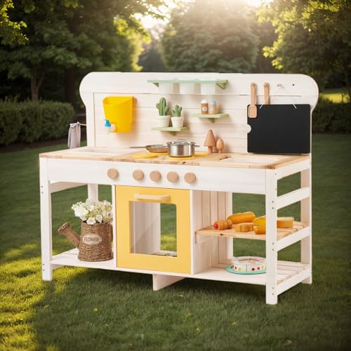 Matschküche Kinder Outdoor Matschküche aus Holz mit Wasserhahn & Behälter – für Kinder 3-8 Jahre (White-1) Matschküche Kinder Outdoor Matschküche aus Holz mit Wasserhahn & Behälter – für Kinder 3-8 Jahre (White-1) von Giant bean