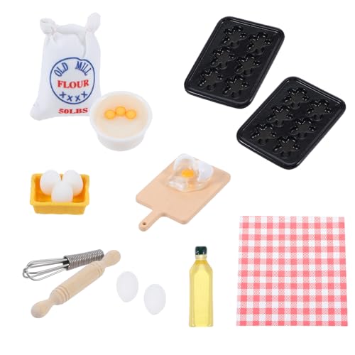 JIYIN 13 Stück Miniatur Wichtel Zubehör Backen Set, 1/12 Küche Puppenhaus Zubehör Wichtel Zubehör Miniatur Lebensmittel Spielzeug Miniatur Wichtel Backen von Giantree