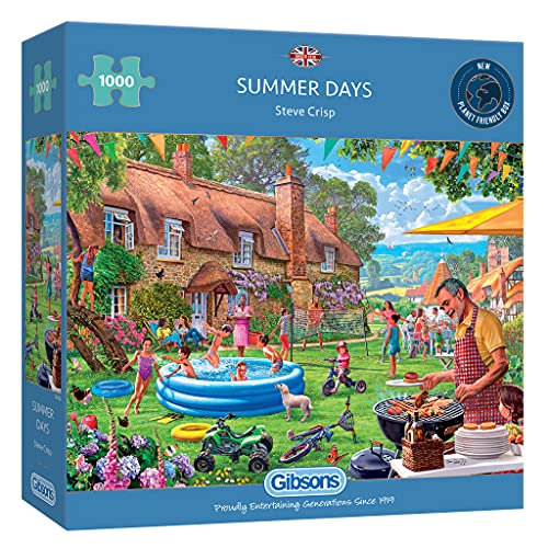 Gibsons G6323 Sommertage 1000 Teile Nachhaltiges Puzzle Premium 100% Recyclingbrett | Tolles Geschenk für Erwachsene Spiele, verschieden von Gibsons