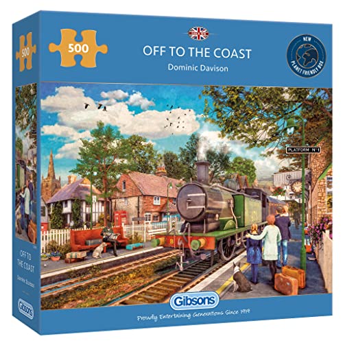 Off to the Coast | 500 Teile Puzzle | Familienzug Nostalgie | Nachhaltiges Puzzle für Erwachsene | Hochwertiges 100% recyceltes Brett | Tolles Geschenk für Erwachsene | Gibsons Games von Gibsons