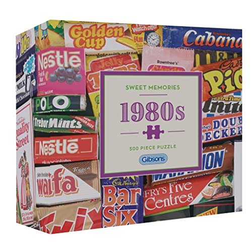 Sweet Memories of the 1980s | 500 Teile Geschenkpuzzle | Vintage Süßigkeiten & Schokolade | Nachhaltiges Puzzle für Erwachsene | 100% recyceltes Premium-Puzzle | Tolles Geschenk für Erwachsene | von Gibsons