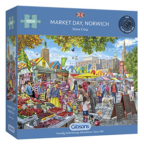 Gibsons GIBG6297 Market Day, Norwich 1000 Teile, nachhaltiges Puzzle, 100% recyceltes Premium-Karton, tolles Geschenk für Erwachsene, Games, verschieden von Gibsons