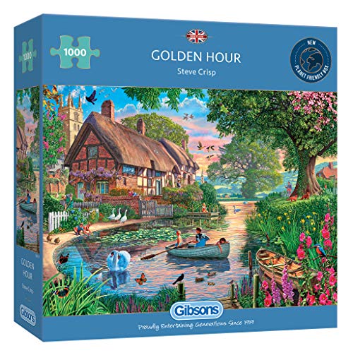 Goldene Stunde | 1000 Teile Puzzle | Landschaft Fluss Sonnenuntergang | Nachhaltiges Puzzle für Erwachsene | 100% recyceltes Premium-Puzzle | Tolles Geschenk für Erwachsene | Gibsons Games von Gibsons