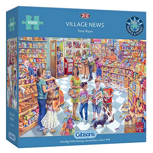 Village News 1000-teiliges Puzzle, Shop-Puzzle, nachhaltiges Puzzle, 100% recyceltes Premium-Puzzle für Erwachsene, tolles Geschenk für Erwachsene, Gibsons Games von Gibsons