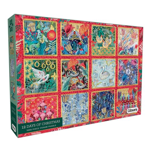 12 Days of Christmas | 1000 Teile Puzzle | Klassisches Lied, modernes Puzzle | Nachhaltiges Puzzle für Erwachsene | 100% recyceltes Premium-Karton | Tolles Geschenk für Erwachsene | Gibsons Games von Gibsons