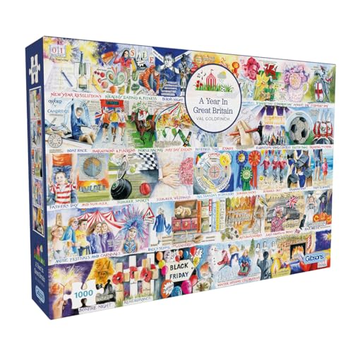 Ein Jahr in Großbritannien | 1000 Teile Puzzle | Britische Nostalgie Puzzle | Nachhaltiges Puzzle für Erwachsene | 100% recyceltes Premium-Puzzle | Tolles Geschenk für Erwachsene | Gibsons Games von Gibsons