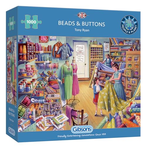 Beads & Buttons | 1000 Teile Puzzle | Kleider, Mutter & Tochter | Nachhaltiges Puzzle für Erwachsene | 100% recyceltes Premium-Puzzle | Tolles Geschenk für Erwachsene | Gibsons Games von Gibsons