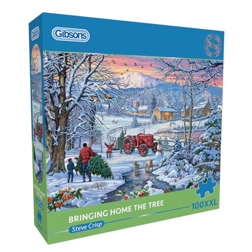 Bringing Home the Tree | 100XXL Teile Puzzle | Familienweihnachten | Nachhaltiges Puzzle für Erwachsene | Extra großes Puzzleteil | Tolles Geschenk für Erwachsene | Gibsons Games B-Corp zertifiziert von Gibsons