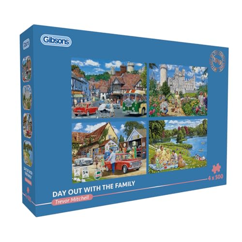 Tag mit der Familie | 4 x 500 Teile Puzzle | Multi-Box-Puzzle | Nachhaltiges Puzzle für Erwachsene | 100% recyceltes Premium-Puzzle | Tolles Geschenk für Erwachsene | Gibsons Games von Gibsons