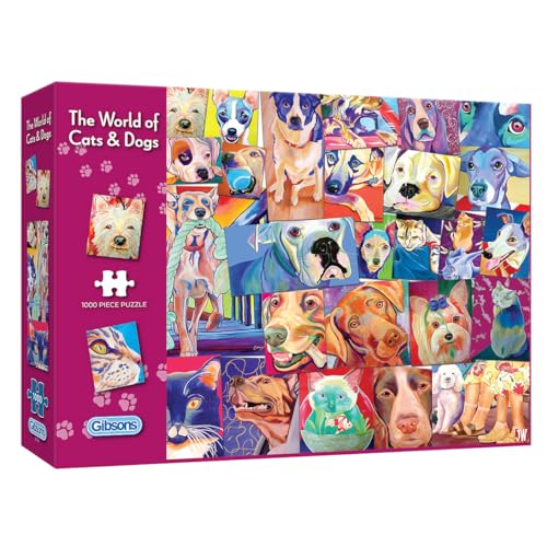 Die Welt der Katzen & Hunde | 1000 Teile Puzzle | Tierpuzzle | Nachhaltiges Puzzle für Erwachsene | 100% recyceltes Premium-Puzzle | Tolles Geschenk für Erwachsene | Gibsons Games von Gibsons