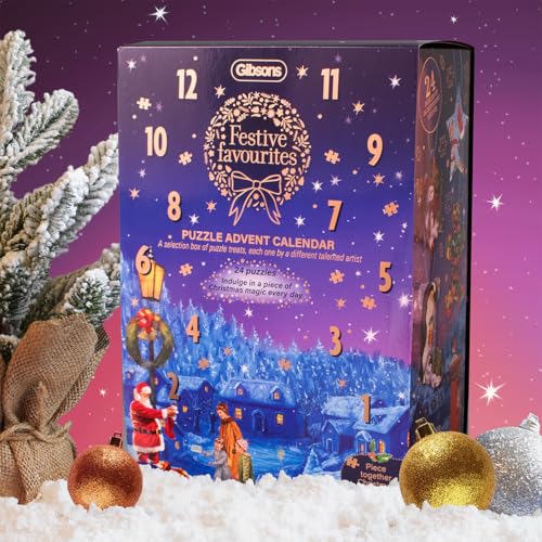 Festive Favourites Adventskalender | Puzzle-Adventskalender | 24 x Weihnachtspuzzles | Nachhaltiges Puzzle für Erwachsene | Tolles Geschenk für Erwachsene | Gibsons Games B-Corp zertifiziert von Gibsons