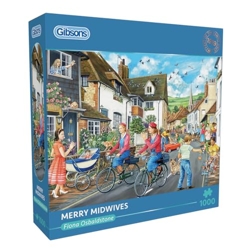 Frohe Hebammen 1000 Teile Puzzle, Nostalgisches Puzzle, nachhaltiges Puzzle für Erwachsene, 100% recyceltes Premium-Karton, tolles Geschenk für Erwachsene, Gibsons Games von Gibsons