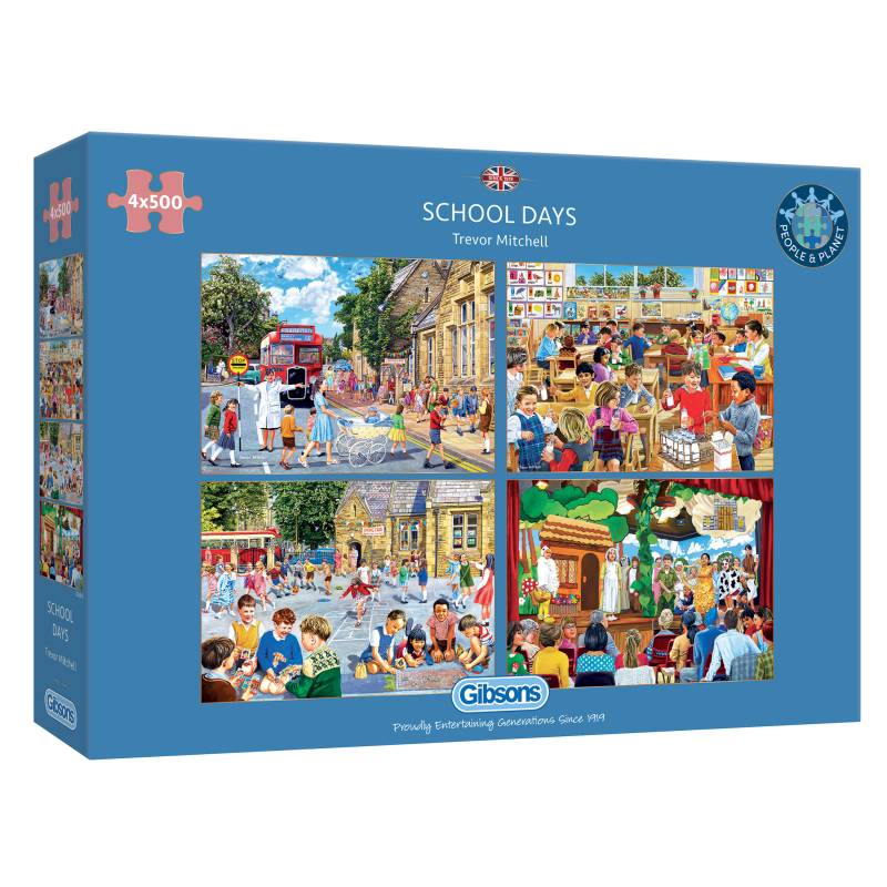 Gibsons 4 Puzzles - Schultage 500 Teile Puzzle Gibsons-G5063 von Gibsons