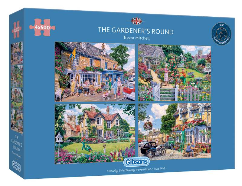 Gibsons 4 Puzzles - The Gardener's Round 500 Teile Puzzle Gibsons-G5047 von Gibsons