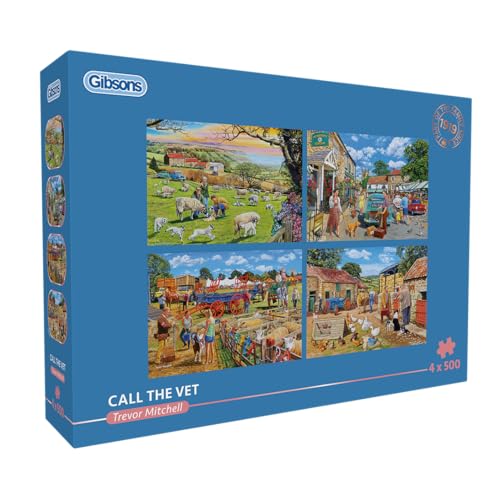 Gibsons Call the Vet Puzzle-Set, 4 x 500 Teile, Multi-Box, 4er-Set, nachhaltiges Puzzle, für Erwachsene, Teenager, hochwertiges 100% recyceltes Brett, tolles Geschenk, Gibsons Games von Gibsons